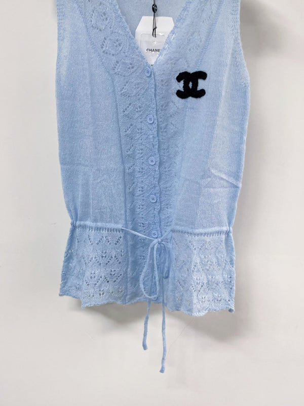 Gilet Chanel bleu en laine 125439
