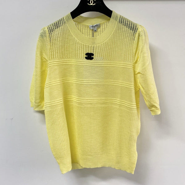 T-shirt Chanel à manches courtes jaune en acrylique 125437