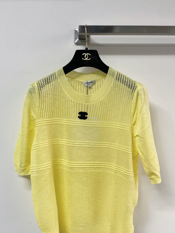 T-shirt Chanel à manches courtes jaune en acrylique 125437
