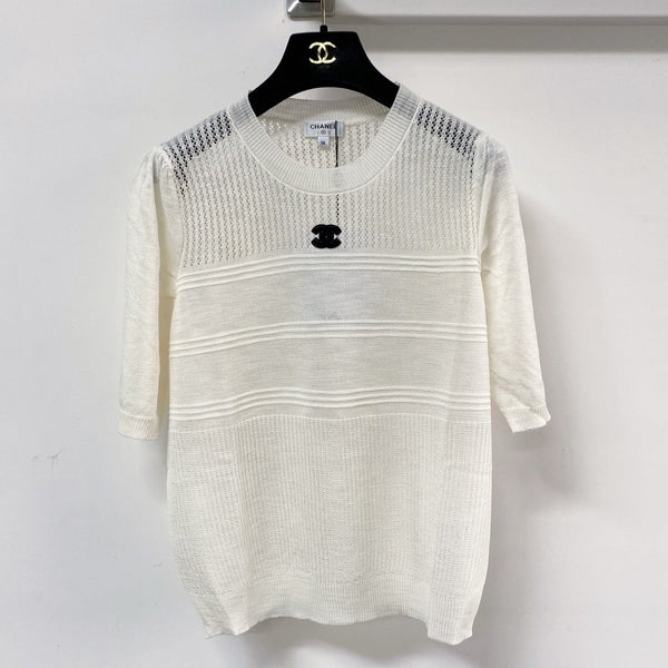 T-shirt Chanel à manches courtes blanc en acrylique 125436