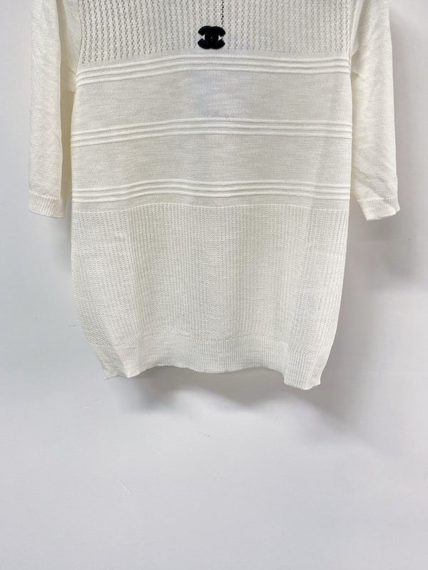 T-shirt Chanel à manches courtes blanc en acrylique 125436