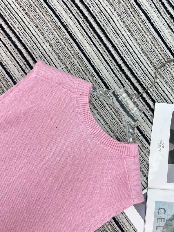 Gilet Chanel Rose en Cachemire 133566