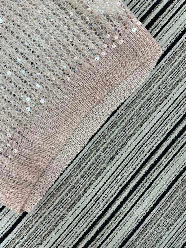 Chanel Tricot Manches Courtes Rose en Laine 133523