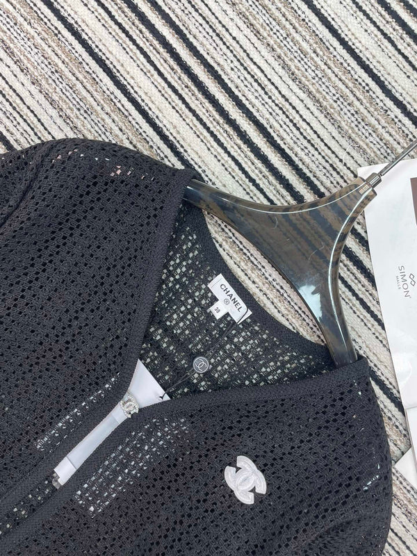 Chanel Haut en maille à manches courtes Noir en Coton 133517