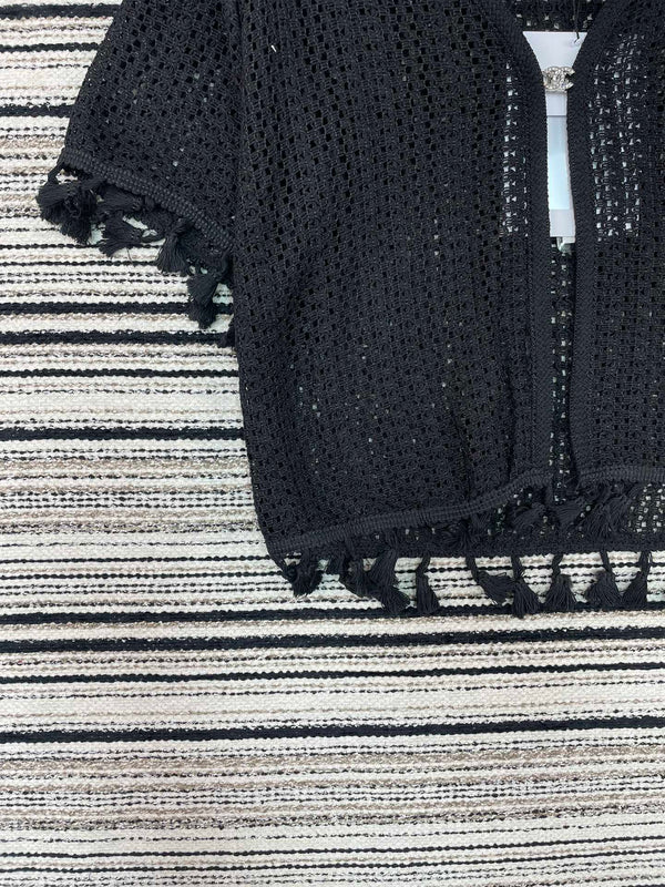 Chanel Haut en maille à manches courtes Noir en Coton 133517