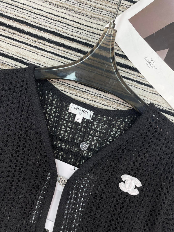 Chanel Haut en maille à manches courtes Noir en Coton 133517