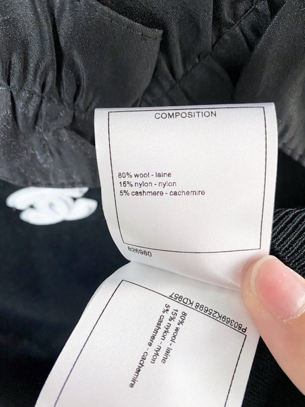 T-shirt Chanel à manches courtes noir en laine 125426