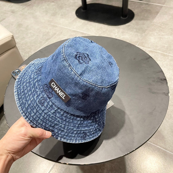 Chanel Blue Denim Vintage Bucket Hat 192315