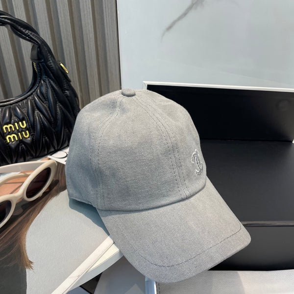 Casquette de baseball Chanel en jean délavé gris en coton 192166