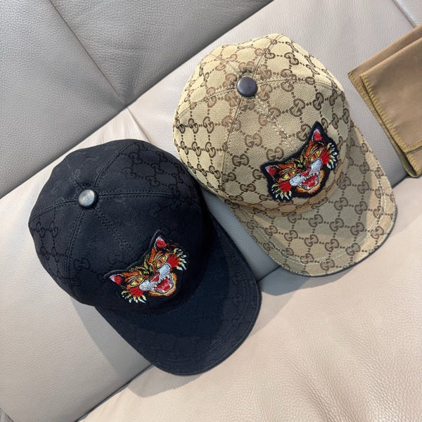 Gucci Baseball Cap with Tiger Print Black in Canvas 193858