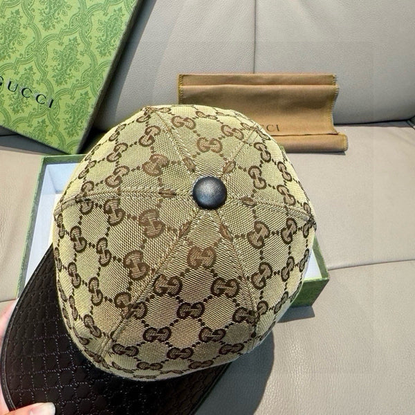 Gucci Classic Baseball Cap Brown Black in Canvas Cowhide 193831