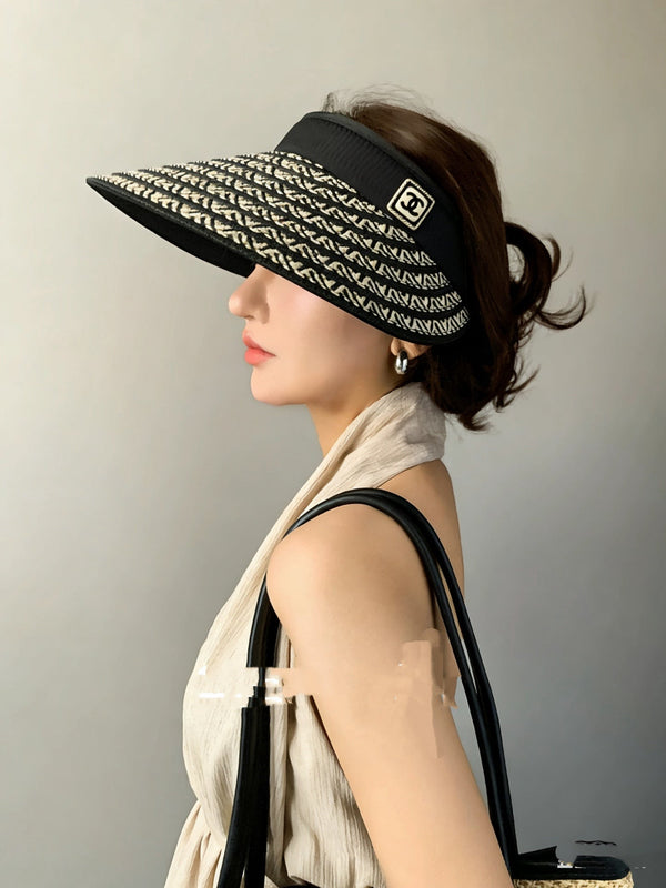 Visière ouverte Chanel noire en tissu 192285