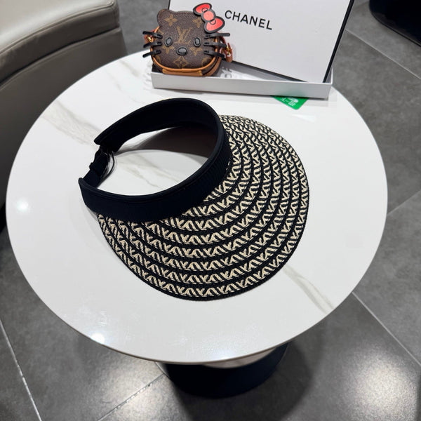 Visière ouverte Chanel noire en tissu 192285