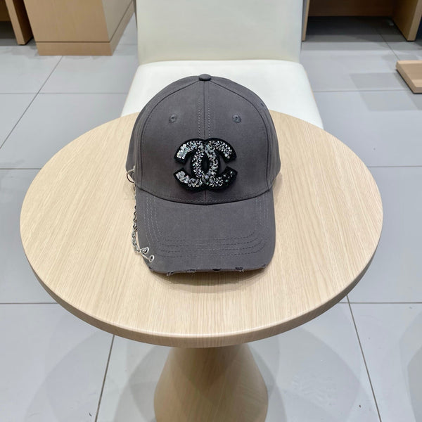 Chanel Baseball Cap with Chain Gray in Cloth 192199