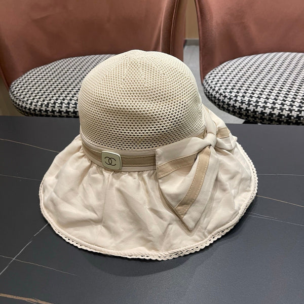 Chanel Chapeau Nœud Coréen Beige en Tissu 192189