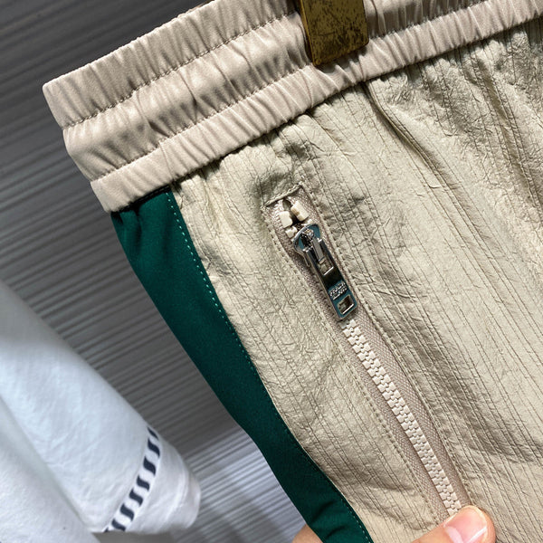 PRA26SS Striped Textured Drawstring Casual Pants in Cotton 143651