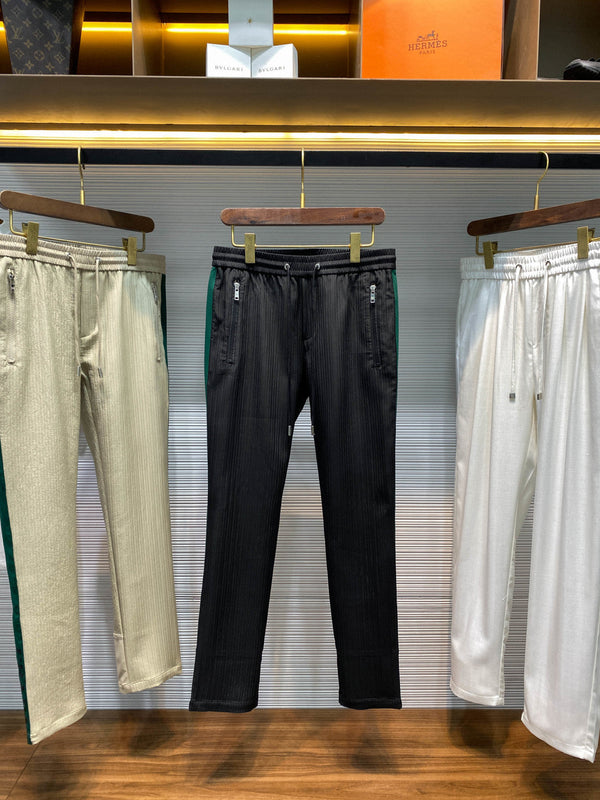PRA26SS Striped Textured Drawstring Casual Pants in Cotton 143651