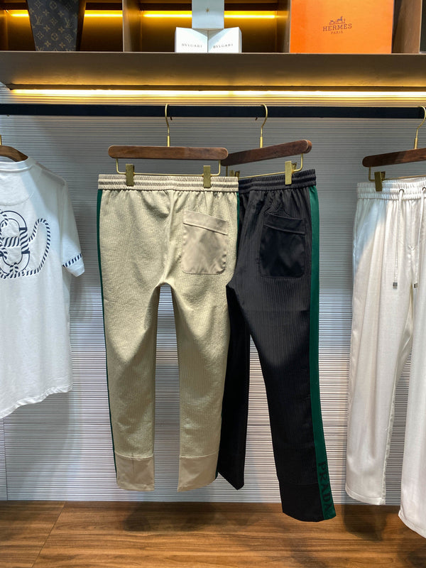 PRA26SS Striped Textured Drawstring Casual Pants in Cotton 143651