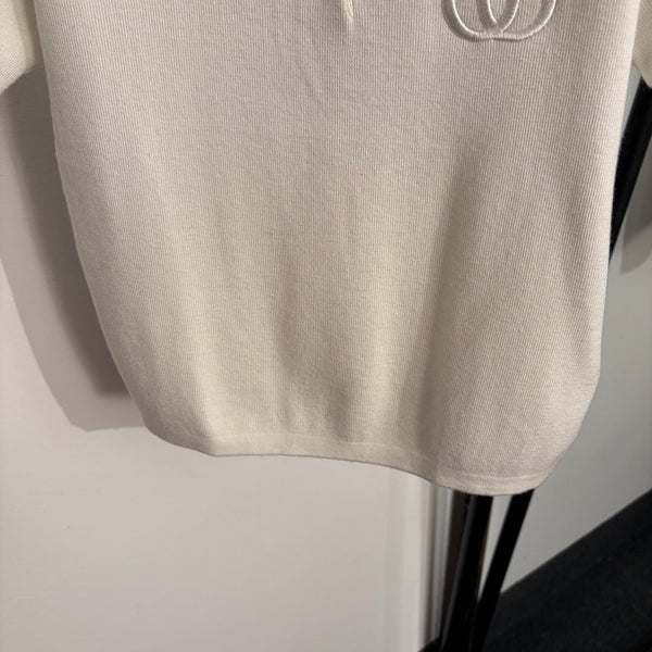 GG Embroidered Half-Button Collar Short-Sleeve Wool