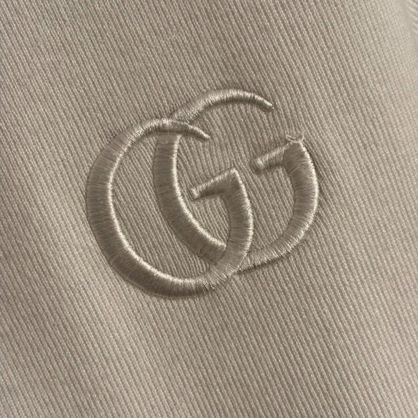 GG Embroidered Half-Button Collar Short-Sleeve Wool