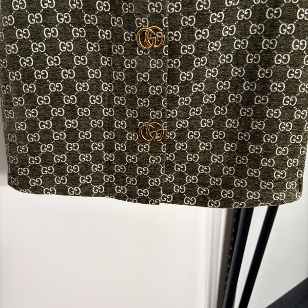 GG Bodycon A-line Mini Skirt Green in Cotton 135283