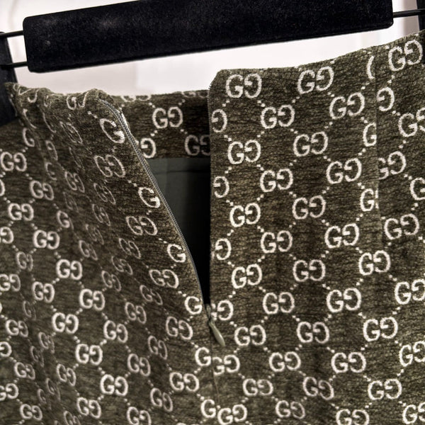 GG Bodycon A-line Mini Skirt Green in Cotton 135283