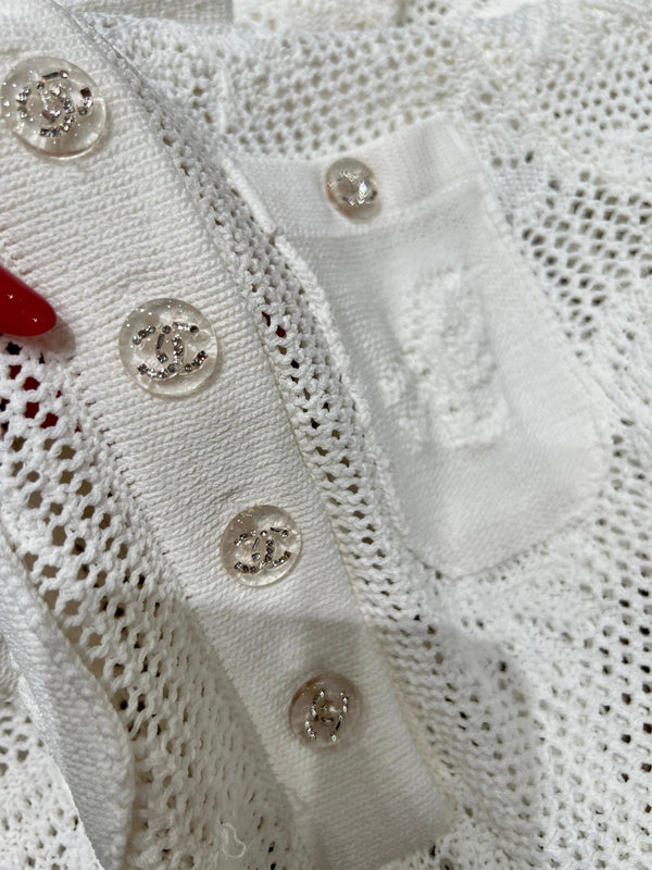 Chanel 26SS Maille à la texture ajourée délicate Crème en Coton 161787