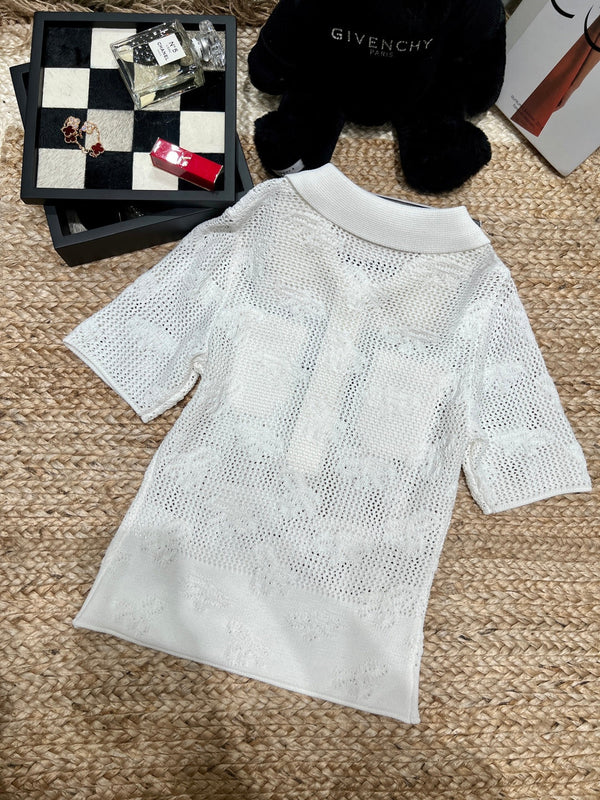 Chanel 26SS Maille à la texture ajourée délicate Crème en Coton 161787