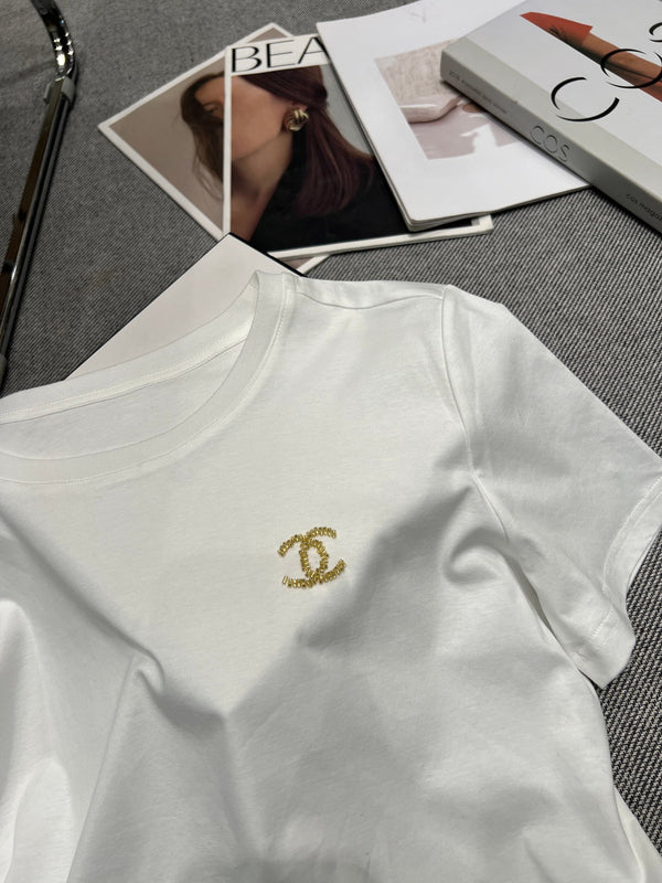Chanel 26 Col rond classique blanc en coton 161761