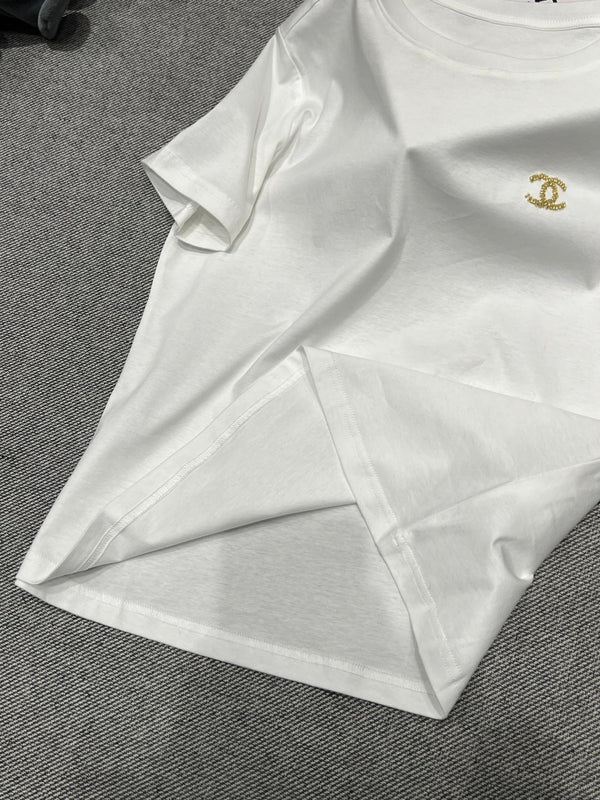 Chanel 26 Col rond classique blanc en coton 161761