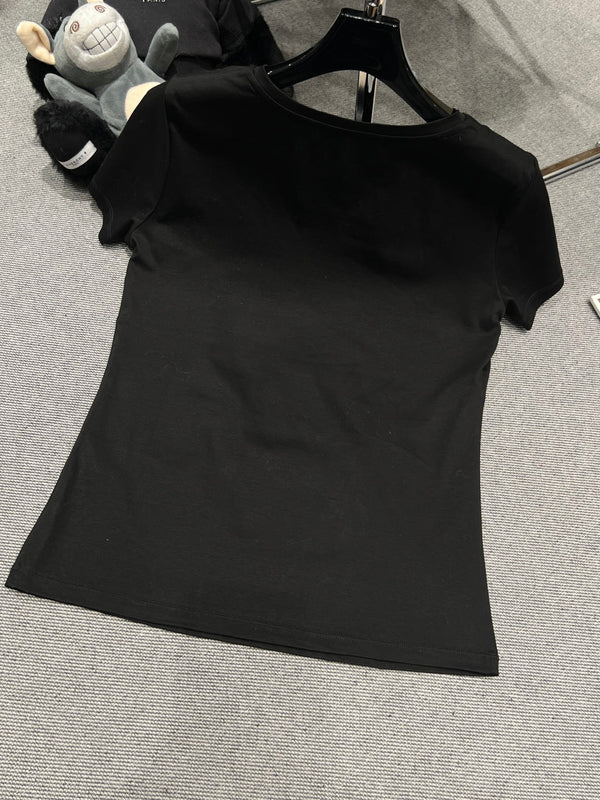 Chanel 26 Col rond classique noir en coton 161759