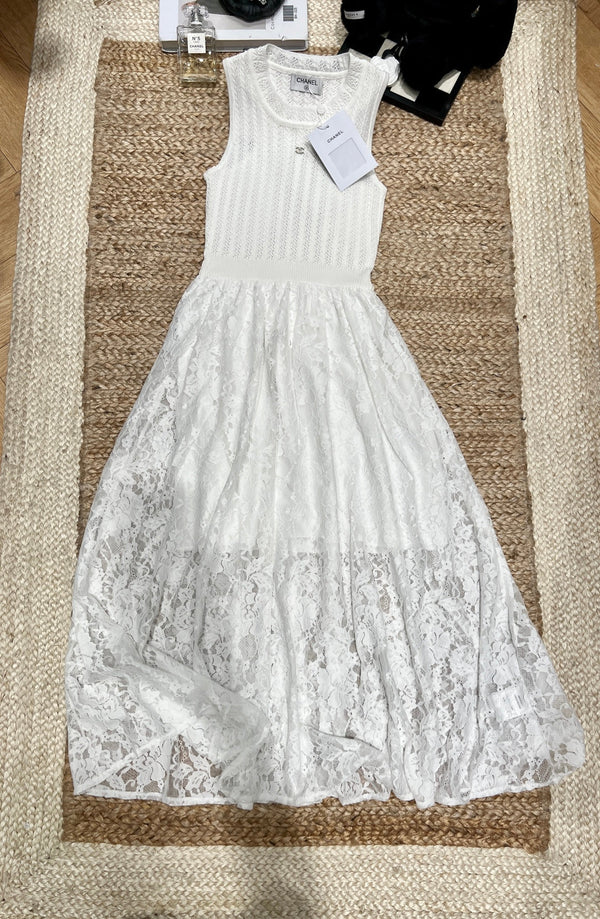Chanel 26 Dress with Lace White in Tencel 161755