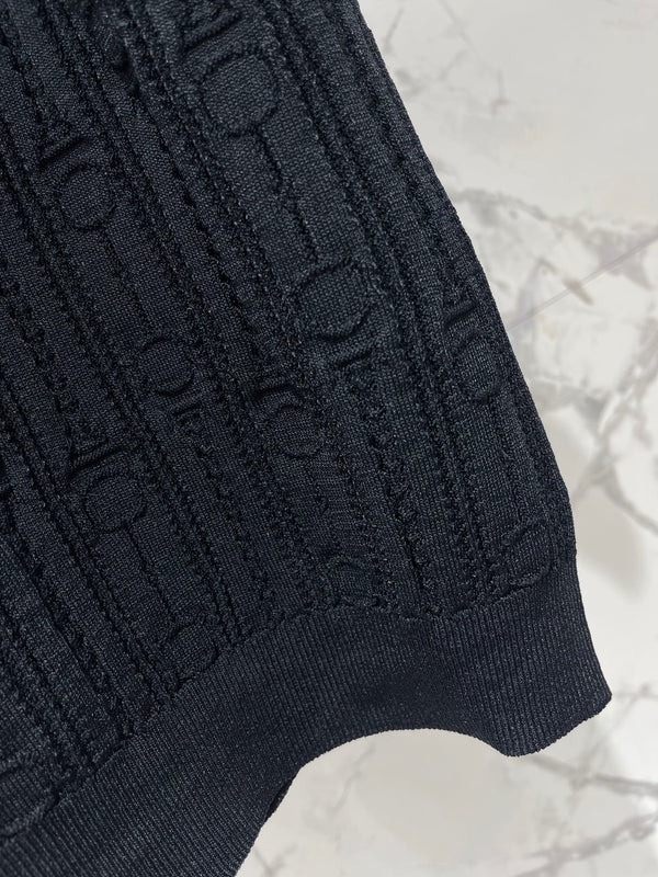 Hermes Print Knit Short-Sleeve T-Shirt Black in Silk Hyperbolic 122650