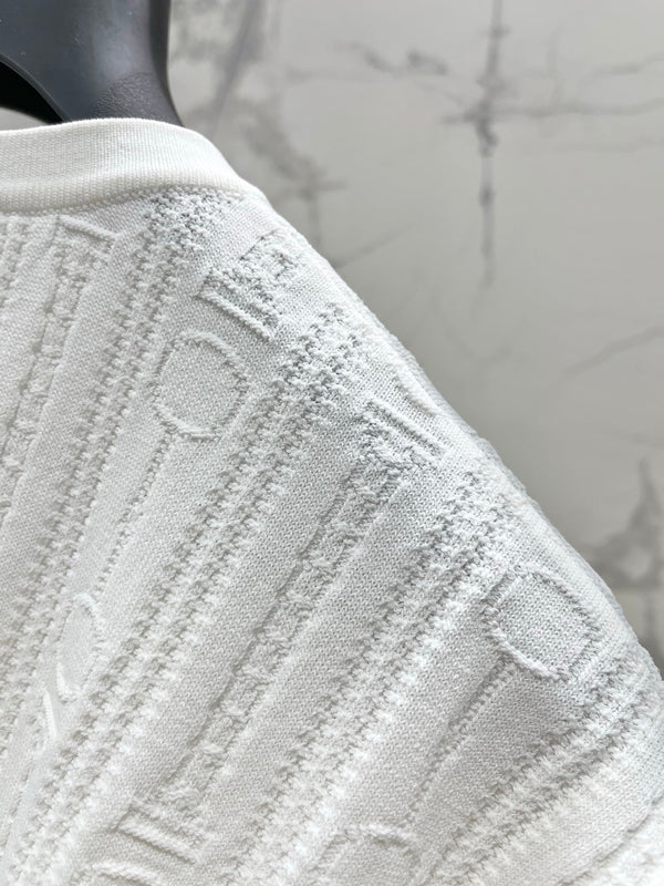 T-shirt Hermès en maille imprimée à manches courtes, blanc, en soie Hyperbolic 122649