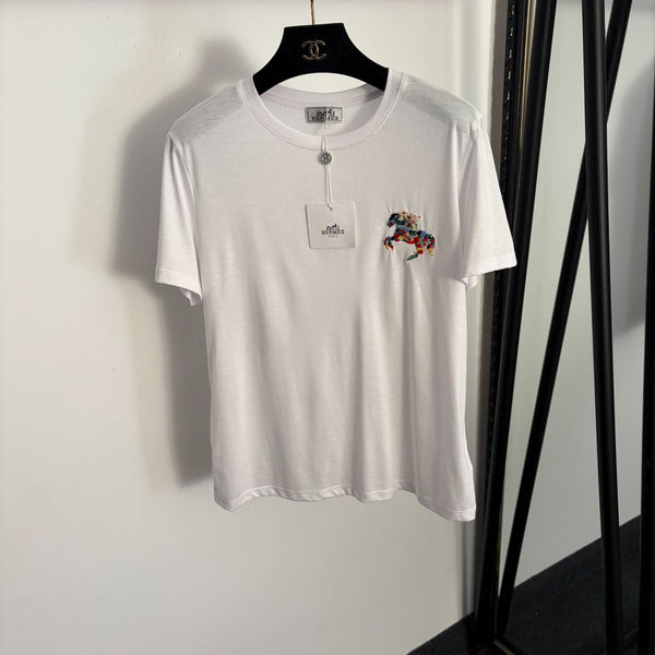 T-shirt à manches courtes Hermès Poney brodé en coton 978342