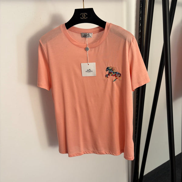 T-shirt à manches courtes Hermès Poney brodé en coton 978342