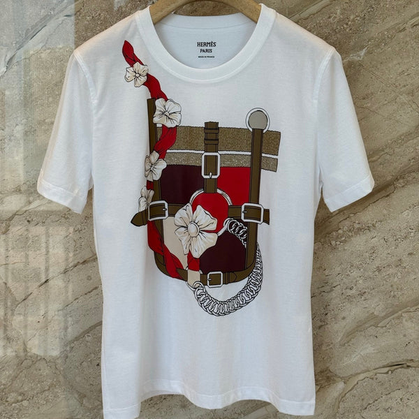 T-shirt manches courtes Hermès blanc en coton 974817