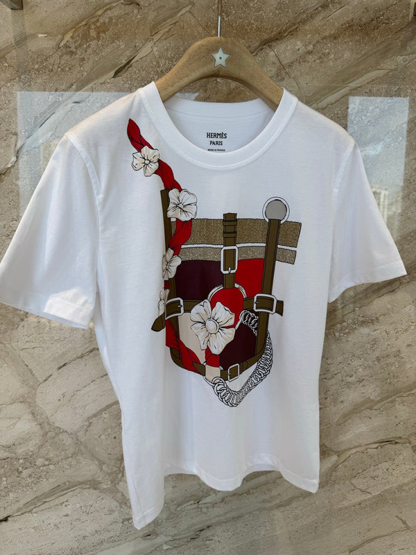 T-shirt manches courtes Hermès blanc en coton 974817