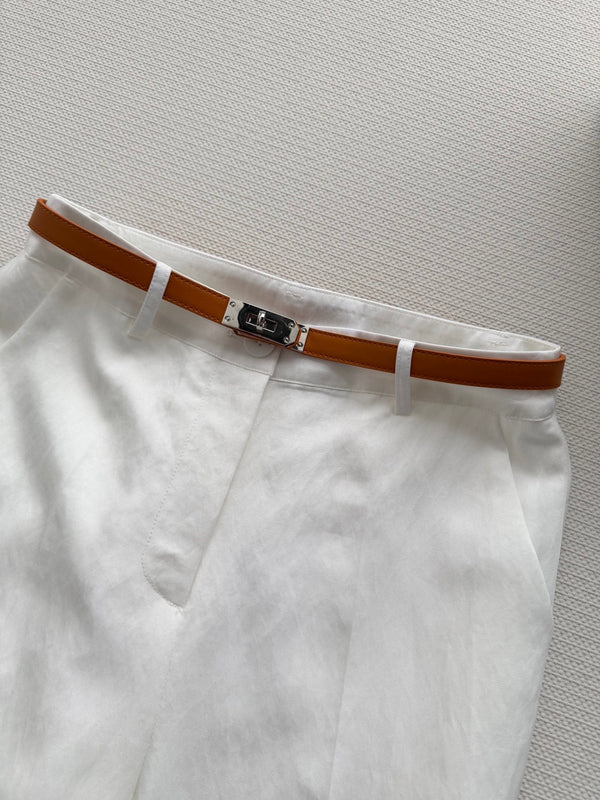 Hermes 26SS Cropped Wide-Leg Pants White in Cotton 938212