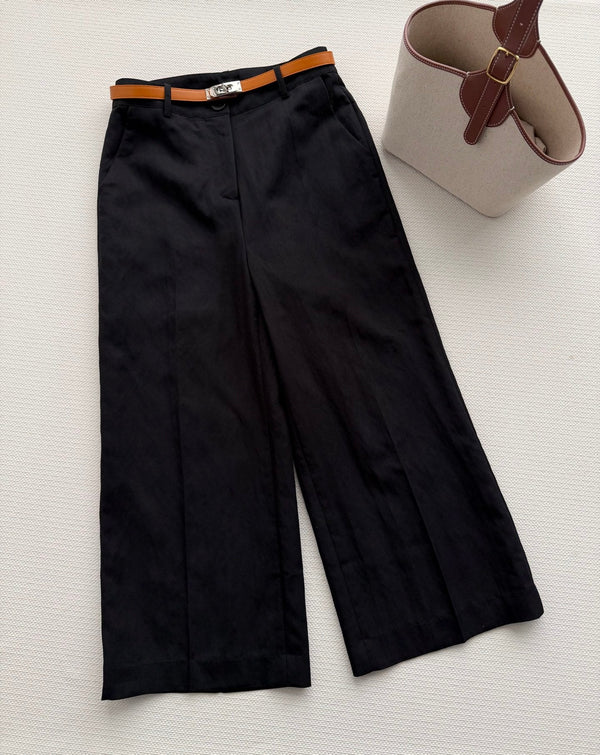 Hermès 26SS Pantalon Large Court Noir en Coton 938210
