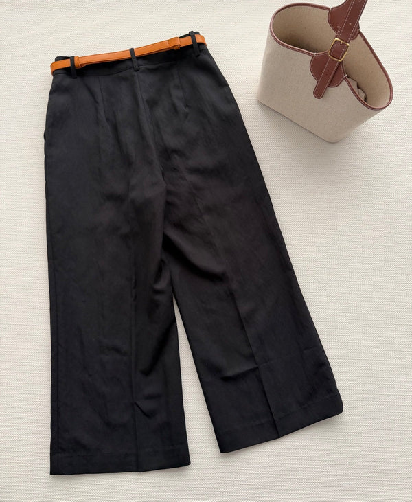 Hermès 26SS Pantalon Large Court Noir en Coton 938210