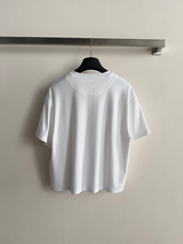 T-Shirt Hermès 26 rubans motif badge manches courtes blanc en coton 888720
