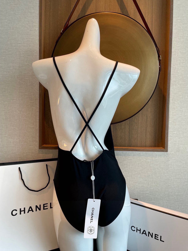 Combinaison de bain Chanel noire en coton 195169