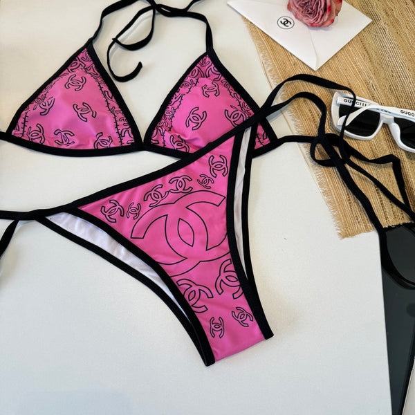 Chanel Two-piece Bikini Swimsuit Pink in Cotton 195163