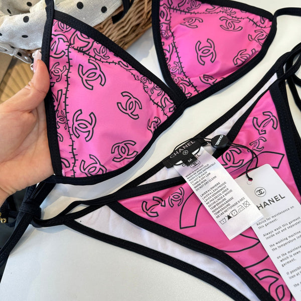 Chanel Two-piece Bikini Swimsuit Pink in Cotton 195163
