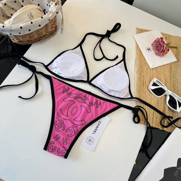 Chanel Two-piece Bikini Swimsuit Pink in Cotton 195163