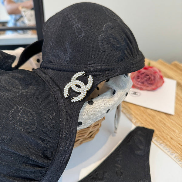 Chanel  Two-piece Bikini Swimsuit with Underwire Black in Cotton 195162