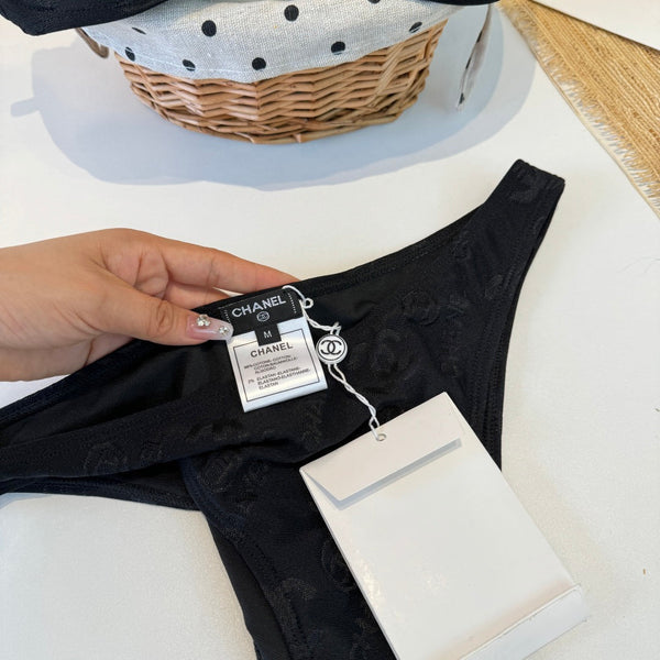 Chanel  Two-piece Bikini Swimsuit with Underwire Black in Cotton 195162