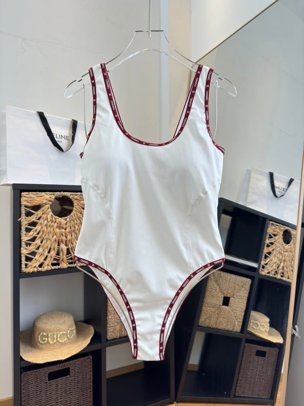 Maillot de bain une pièce Chanel blanc en coton 195159