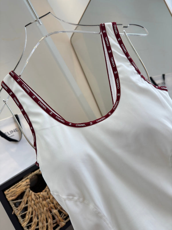 Maillot de bain une pièce Chanel blanc en coton 195159